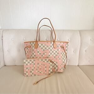 Louis Vuitton Neverfull MM Tahitienne Damier Azur Limited Edition 2017 Full Set